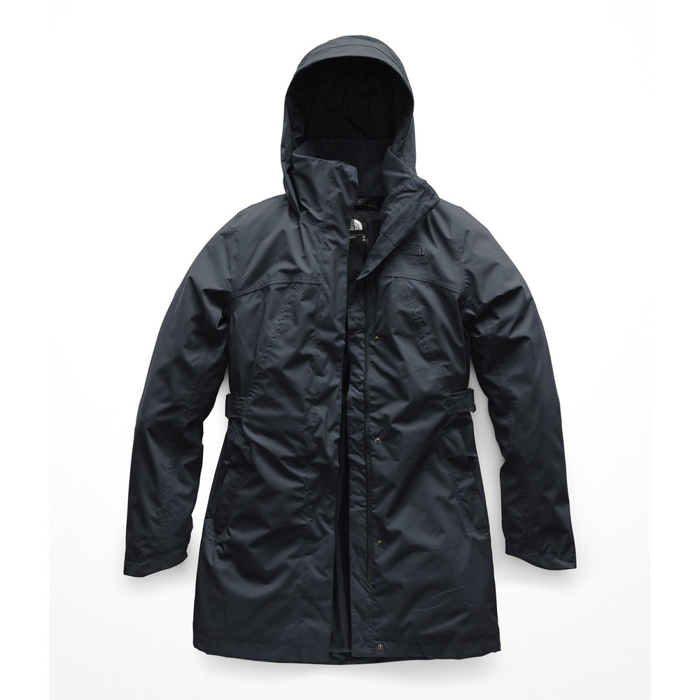 The North Face women's rain jackets TNF Black. The Laney Trench rain jacket uses HyVent as a waterproof breathable membrane.
